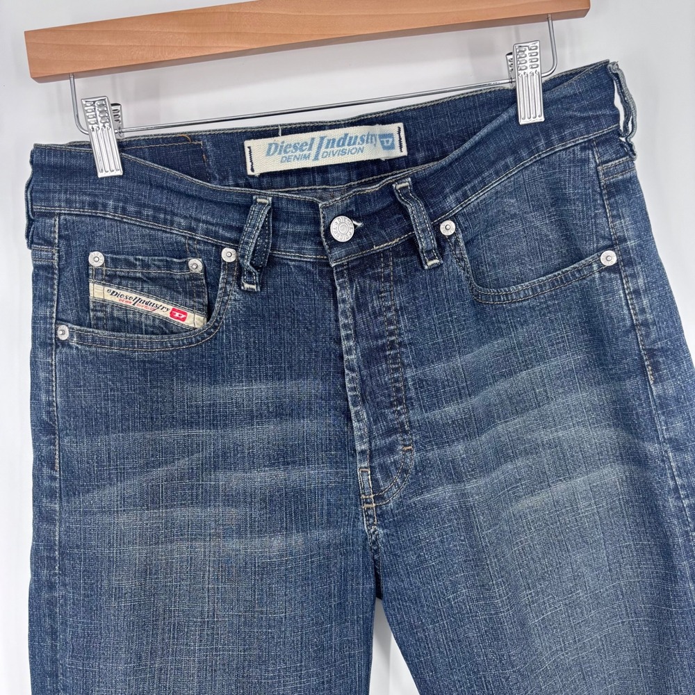 Diesel Kulter Jeans Mens 29x33 Blue Distressed Y2K Denim Slim Straight Italy